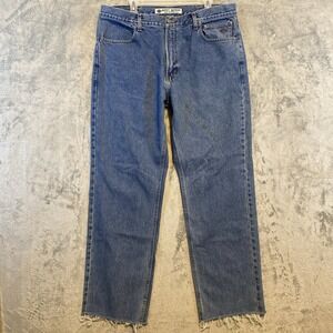 HARLEY DAVIDSON Mens Jeans‎ Sz 38x34 Blue Distressed Logo Biker Motorcycle